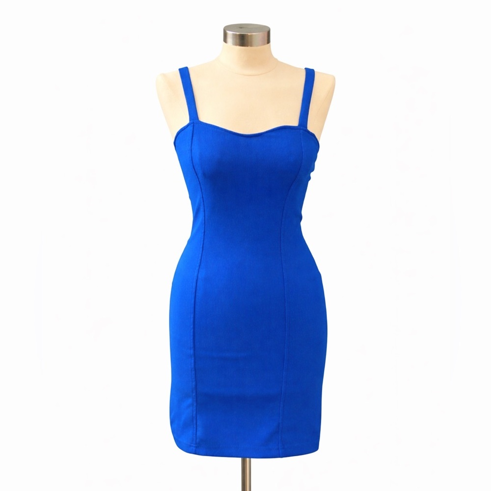 Forever 21 Blue Bodycon Dress Strappy Back Mini Dress Size M